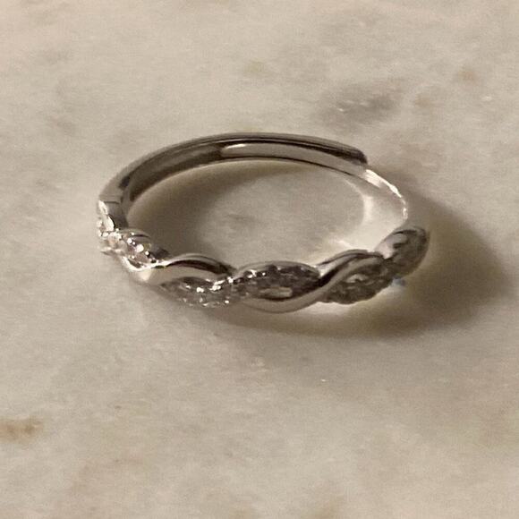 925 sterling silver ring cz stone twist adjustable - Picture 5 of 9